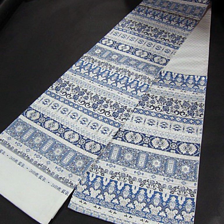 新品未仕立　西陣織高級六通柄袋帯　２４００織・藍染　ジャパンブルー　スタイリッシュ_画像4
