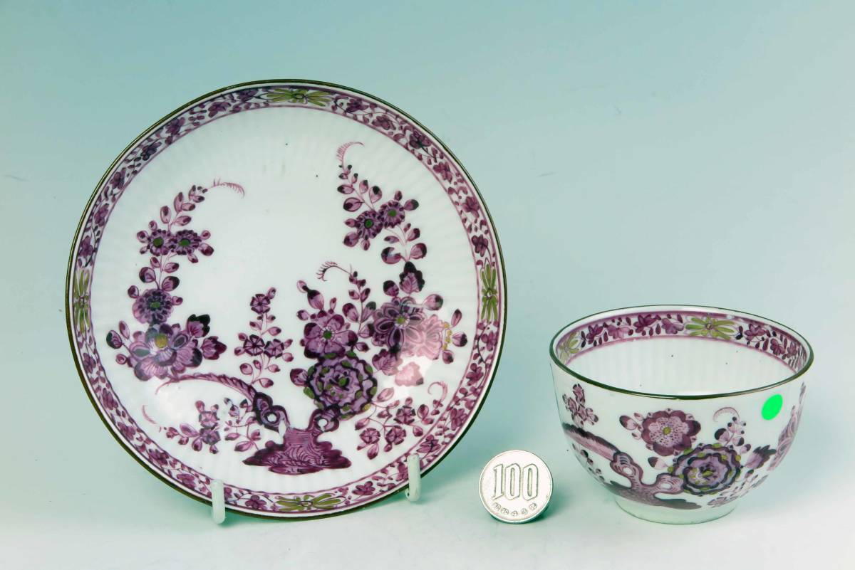 マイセン パープル単色/花絵付け ・ Old - Tea Bowl & Saucer 1763 