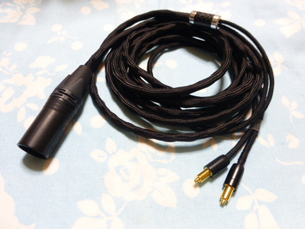 SHURE SRH1840 SRH1540 SRH1440 MOGAMI 2944 八芯 ブレイド編み XLRコネクタ 4ピン 200cm 長め 黒布スリーブ (長さ 等 変更可) iBasso SR1