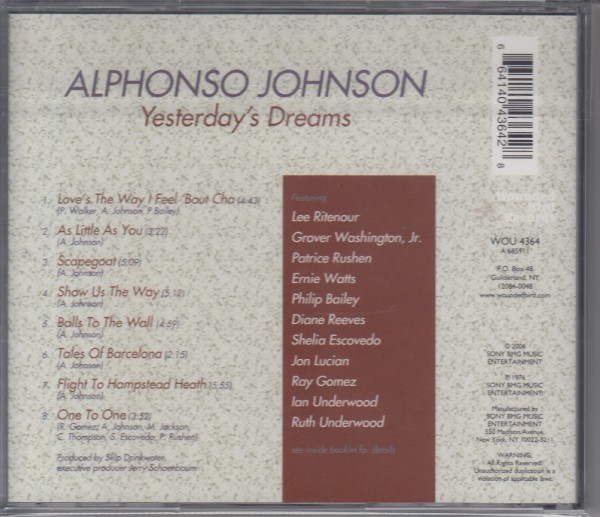 ALPHONSO JOHNSON / YESTERDAY'S DREAM（輸入盤CD）_画像2