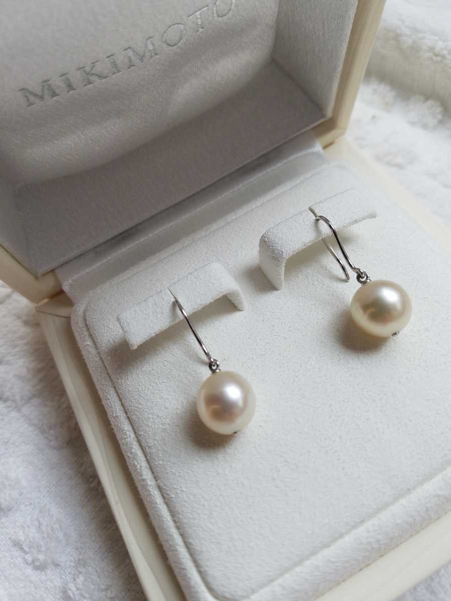 MIKIMOTO パールピアス フックピアス 18WG あこや 大珠 TASAKI