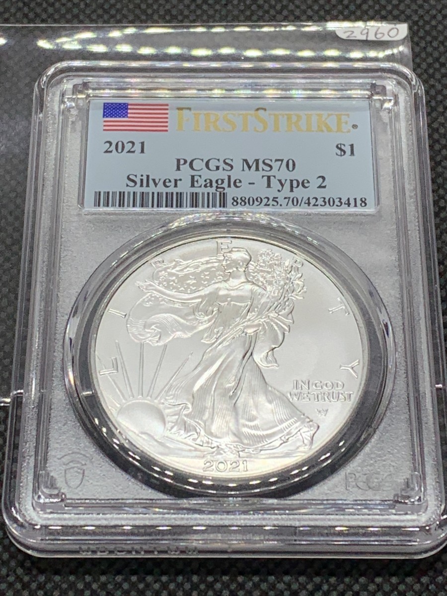 アメリカ イーグル銀貨2枚 PCGS-MS69(2021年) -1オンス銀貨-1-