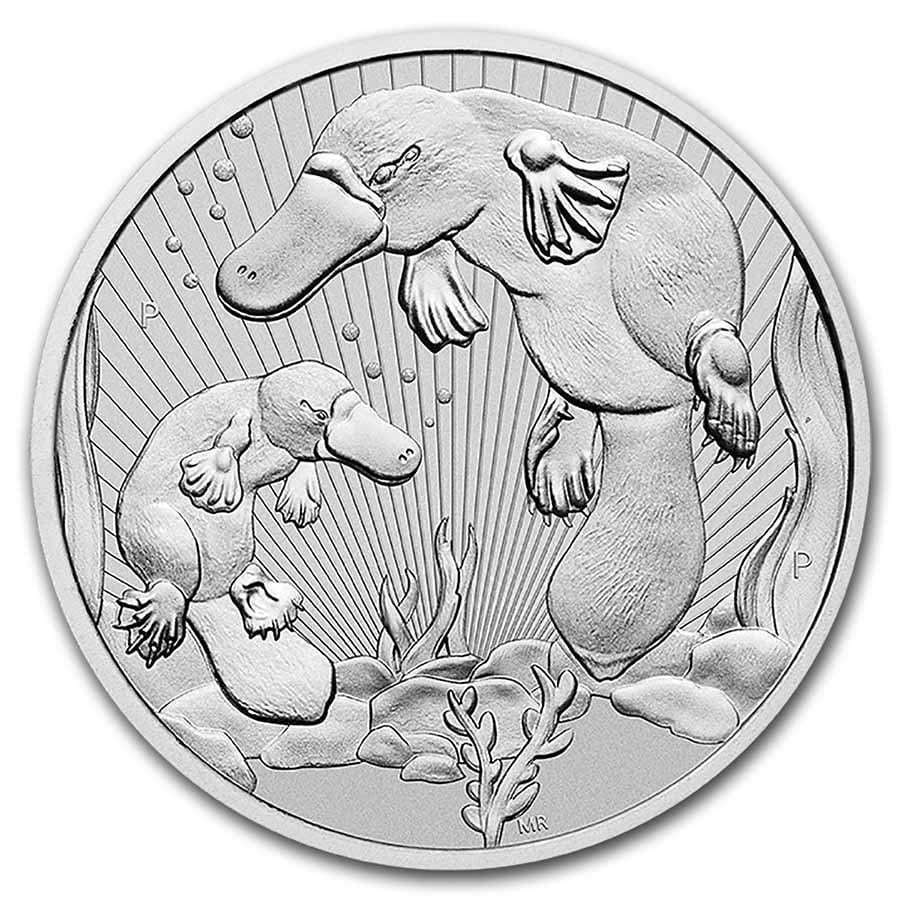 [保証書・カプセル付き] 2021年 (新品) オーストラリア「カモノハシ・お母さんと赤ちゃん」純銀 2オンス 銀貨