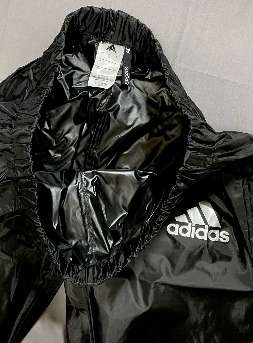 新品 アディダス サウナスーツ M(US) L(日本) 黒 銀 ブラック ダイエット 汗出し ウォーキング ジョギング ADIDAS MARTIAL ARTS 正規品_画像9