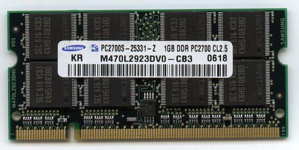 ノート用 1GB PC2700(PC2100対応) 200Pin[SONY,SHARP,SOTEC]即決 相性保証 中古_画像1