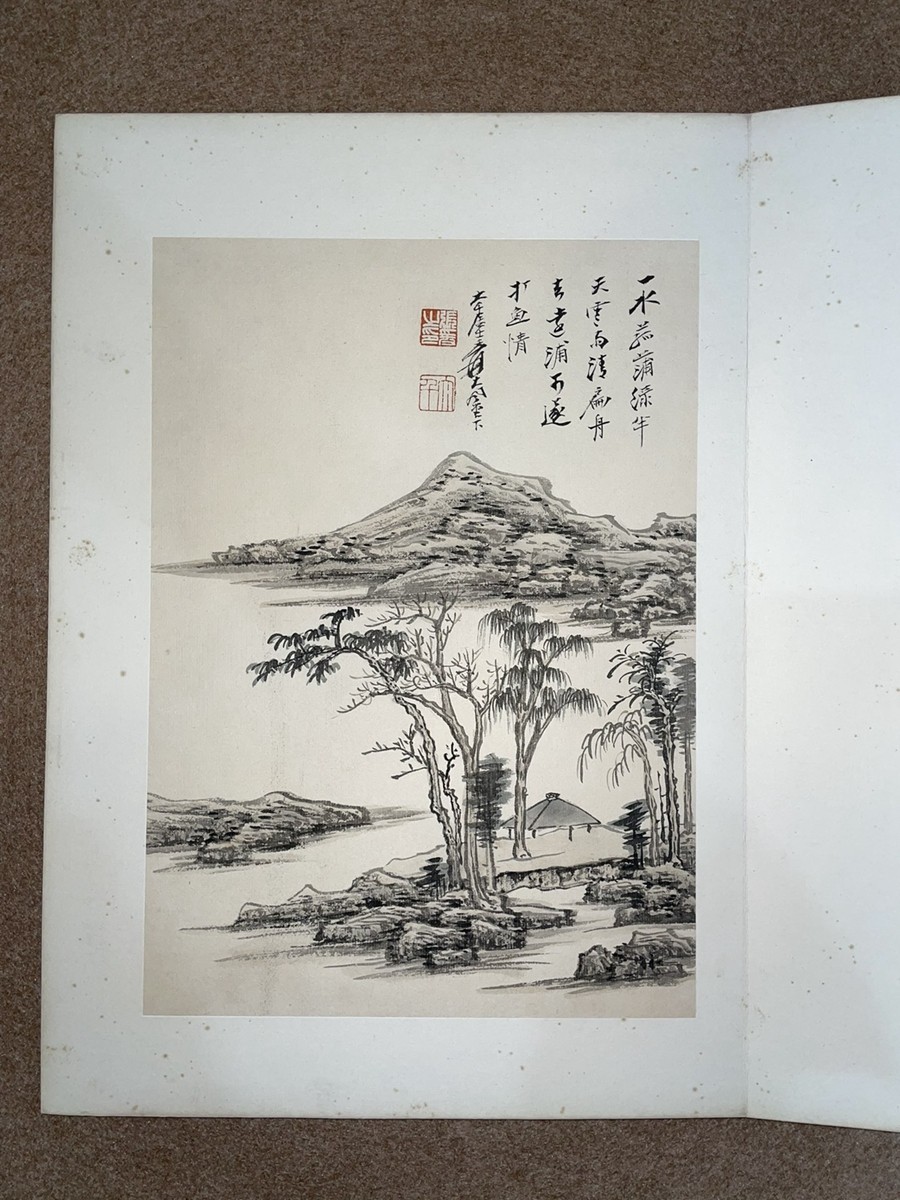 古びた蔵 中国書画 近代画家張大千 山水図 肉筆紙本真作 掛け軸