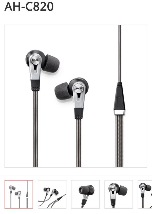 Denon AH-C820-BK AH-C820-BK In-Ear Earphones, High Resolution Sound Source Compatible, Dual Driver, Black_画像1