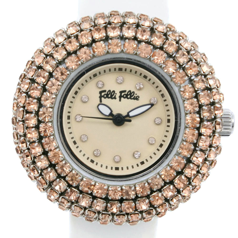 Folli Follie フォリフォリ WF2P010ZS 腕時計 SS×ラバー×ラインストーン クオーツ レディース シルバー文字盤【16070428】