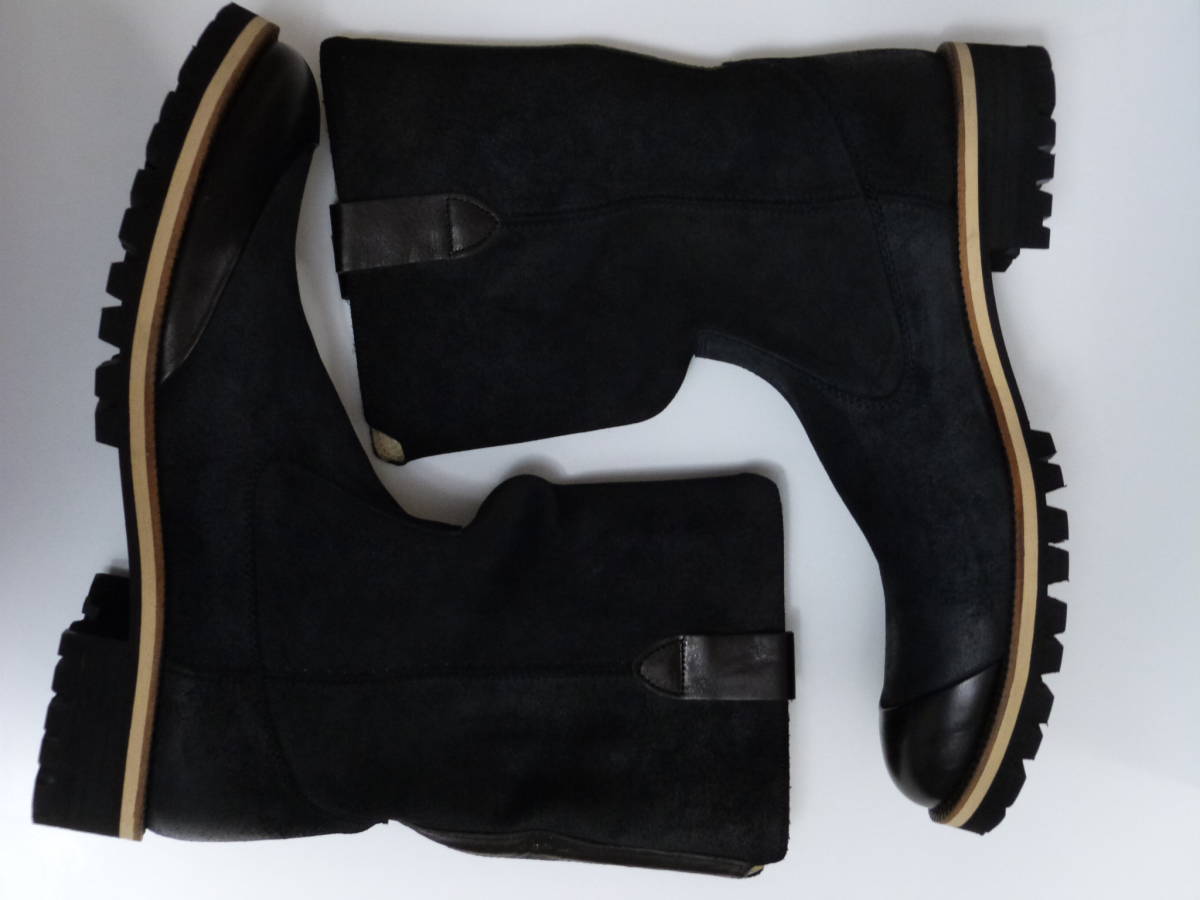  new goods box attaching shoes .38,350 jpy GLAMBg ram leather cap combination suede boots GB11SP/AC20 size 1/26 black 