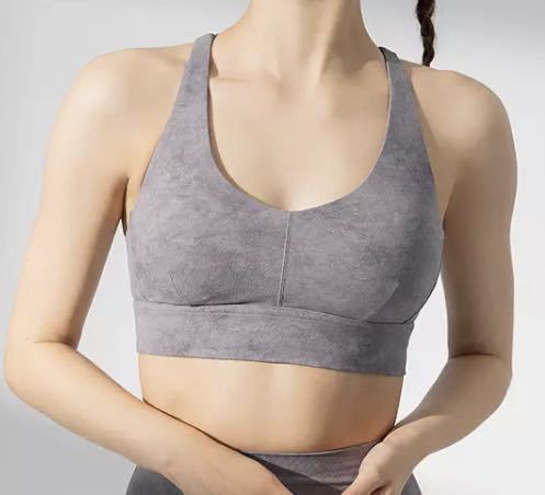  Thai large gray * long bla top M size sports bra yoga wear pilates ballet training non wire fitness spo bla