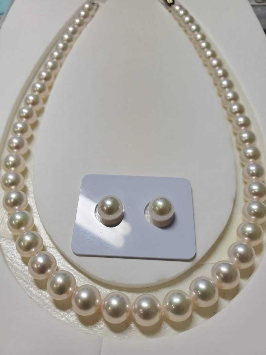 日本超特価 花珠 級の光沢 9.5-9.0㎜ 大珠 あこや真珠ネックレス 43