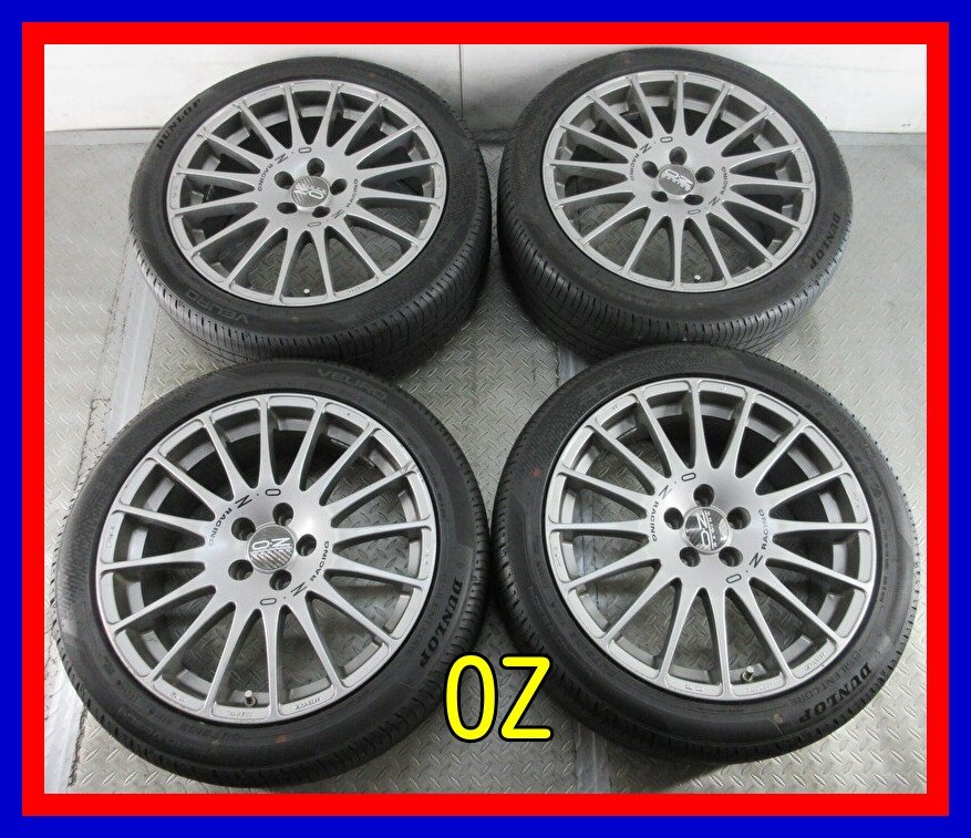 ■中古タイヤホイール■　O・Z RACING 17インチ 7J +38 5H 100 DUNLOP VE304 215/45R17 91W 人気 プリウス S 激安 送料無料 J229_中古タイヤホイール４本