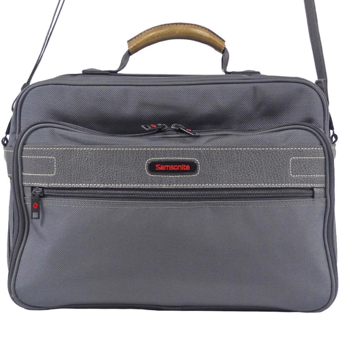  prompt decision *Samsonite* leather combination business bag Samsonite men's gray shoulder original leather briefcase real leather commuting bag business trip bag 