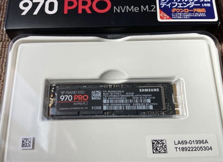 未使用に近い SAMSUNG 970PRO 512GB M.2 SSD NVMe 3D MLC MZ-V7P512B