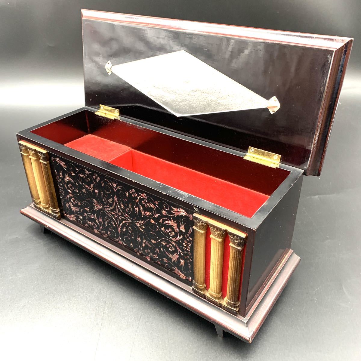 アンティーク オルゴール 木製 アクセサリーケース ジュエリーボックス ヴィンテージ 指輪ケース 宝石箱 日本製 動作確認済み 