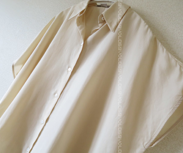 ステラ マッカートニーStella McCartney 2020SSシルク ラウンドヘム ワイド オーバーサイズ ブラウス シャツ トップス40ヌード ベージュ_画像3