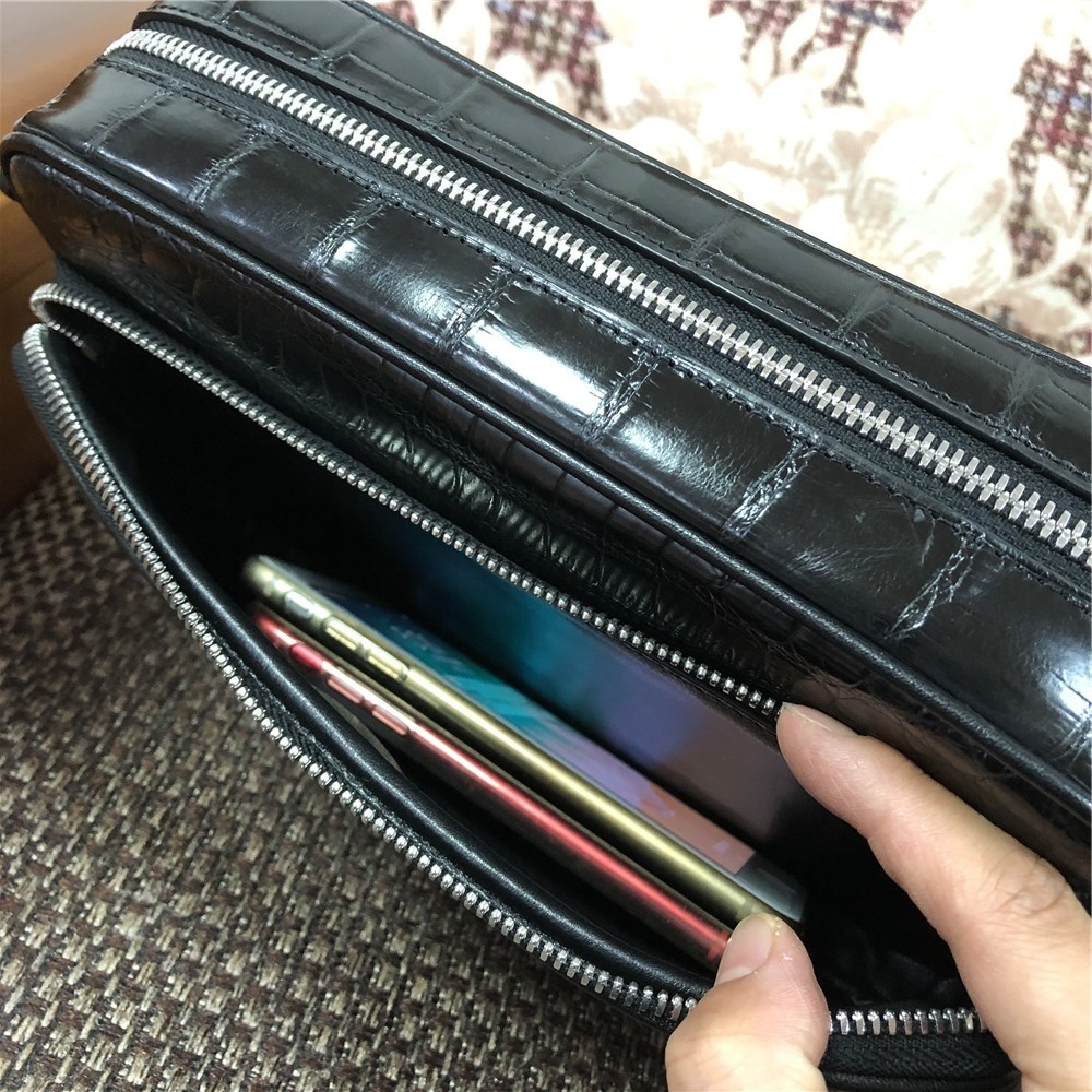 極上品【クロコダイル 】ワニ革 腹革 ショルダーバッグ センター取り竹