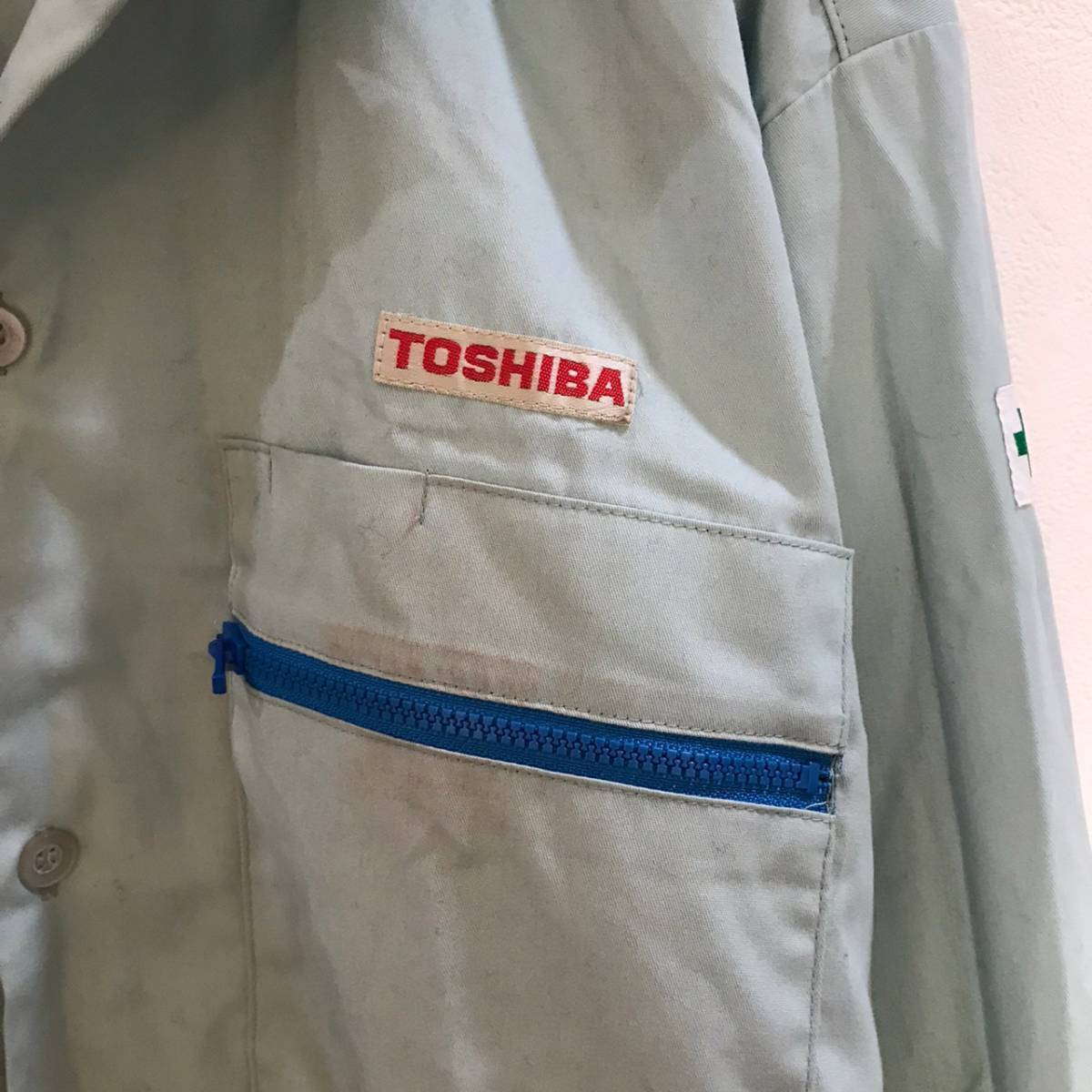 ◆大きいサイズ◆LL◆激レア！ 入手困難◆TOSHIBA/東芝 長袖 ワークシャツ ユニフォーム 作業着 グリーン 緑 メンズ LL ON2626_画像4