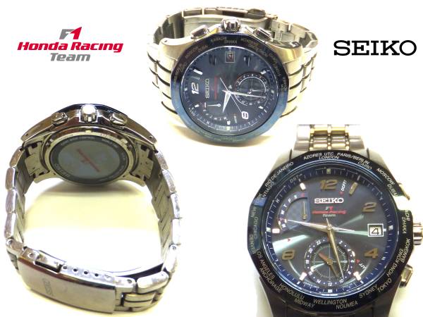 *F1 Honda Racing Team LIMITED EDITION World Time Solar radio Wristwatch*USED