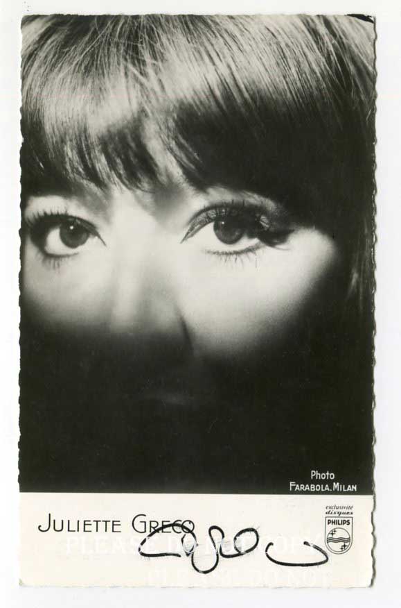 ジュリエット・グレコ JULIETTE GRECO PHILIPS カード 直筆サイン フォト　額装済みにて_画像1