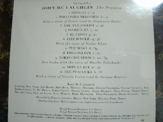 ★同梱発送不可★中古 CD / JOHN McLAUGHLIN / THE PROMISE_画像2