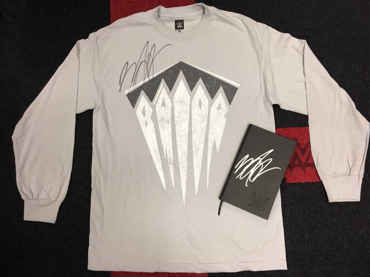 [WWE official ] fins * Bay la- autographed long T-shirt & notebook 