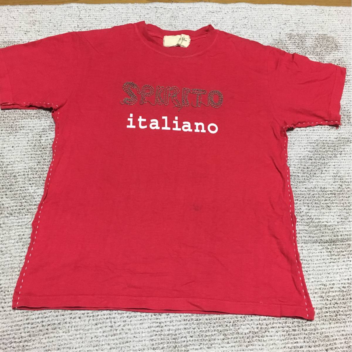 Tシャツ カットソー NFB SPIRITO italiano ボールチェーン装飾 メンズ ユニセックス 赤レッド Mサイズ程度_画像1