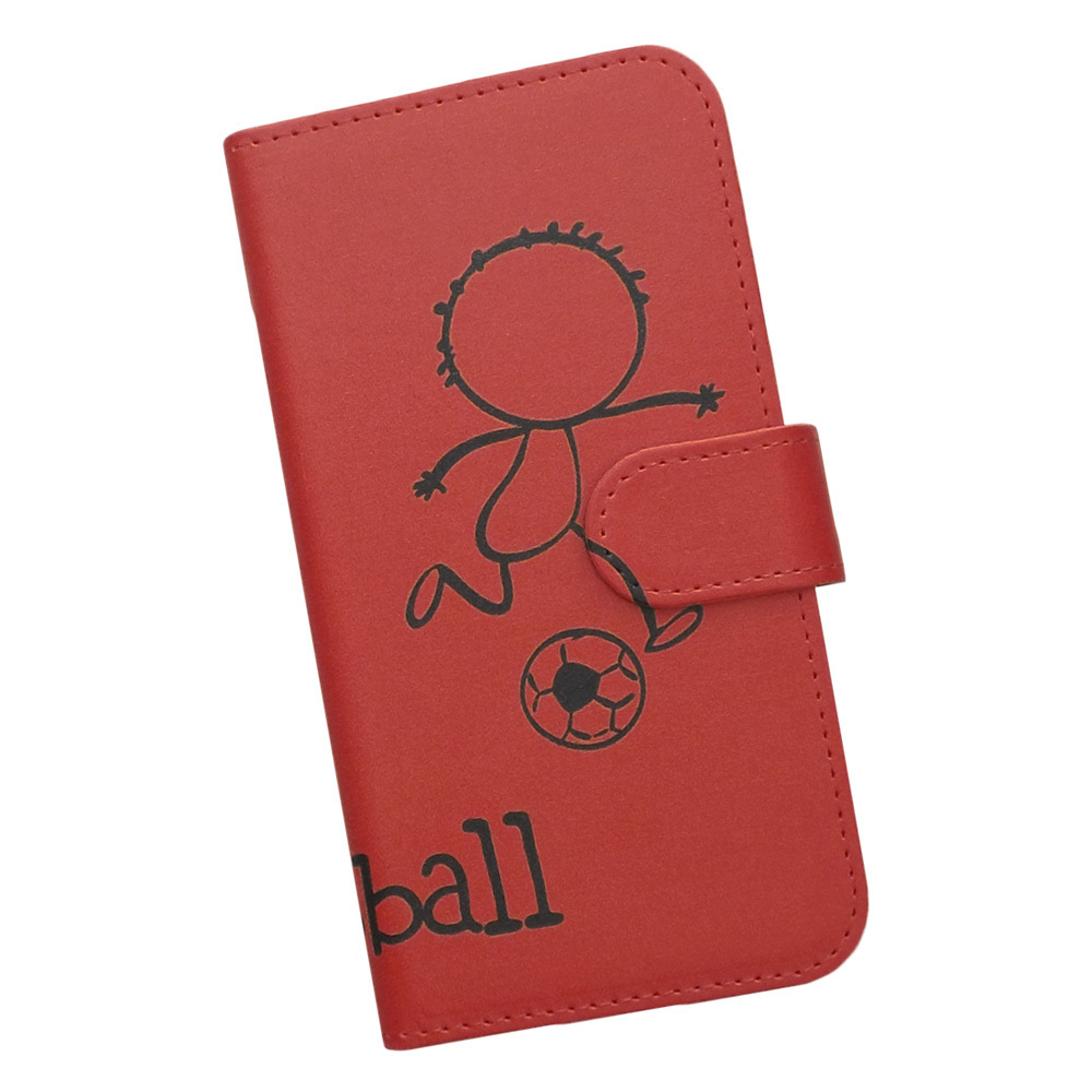 iPhone13 PRO　スマホケース 手帳型 フットボール サッカー 蹴球 スポーツ モノトーン 棒人間 レッド_画像1