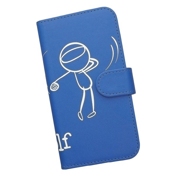 Redmi Note 11　スマホケース 手帳型 ゴルフ 打球 スポーツ モノトーン 棒人間 ブルー_画像1