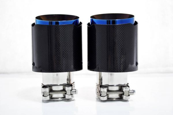 AKRAPOVIC アクラポヴィッチ 式 カーボン製マフラーカッター 54mm-101mm 2個セット （艶出し面、焼けブル内層）送料無料_画像3