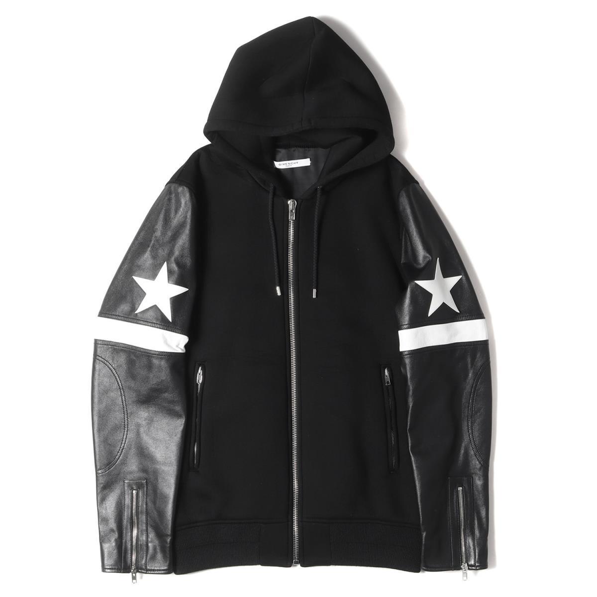 【驚きの値段】 ジバンシィ GIVENCHY パーカー 長袖 トップス 50 黒 ブラック 17AW ジップパーカー ボンディング コンビ ラムレザー 男性用 【驚きの値段】 ジバンシィ GIVENCHY パーカー 長袖 トップス 50 黒 ブラック 17AW ジップパーカー ボンディング コンビ ラムレザー 男性用