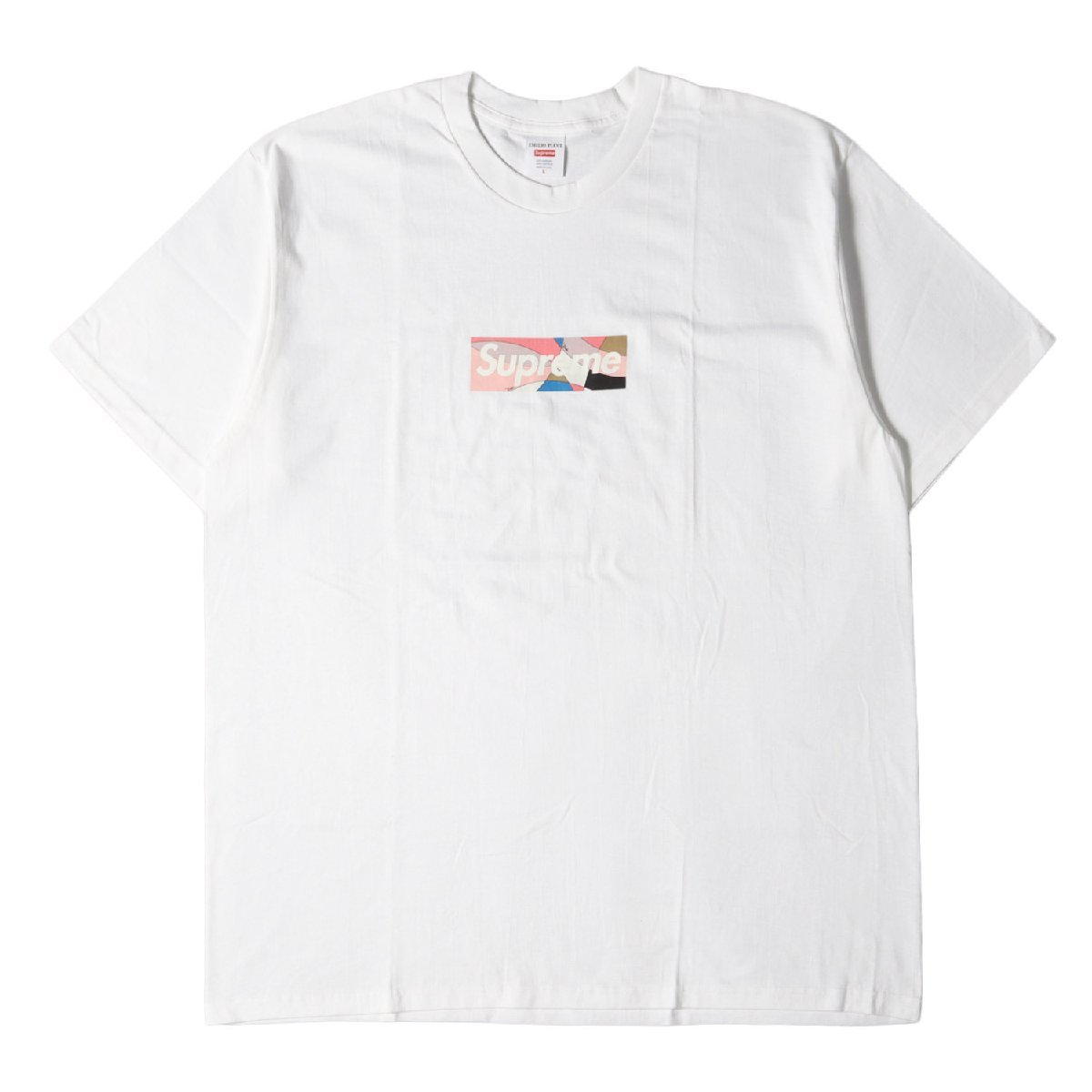 美品 Supreme シュプリーム Emilio Pucci エミリオ プッチ アーカイブ 柄 BOXロゴ クルーネックTシャツ Box Logo Tee 21SS ホワイト L