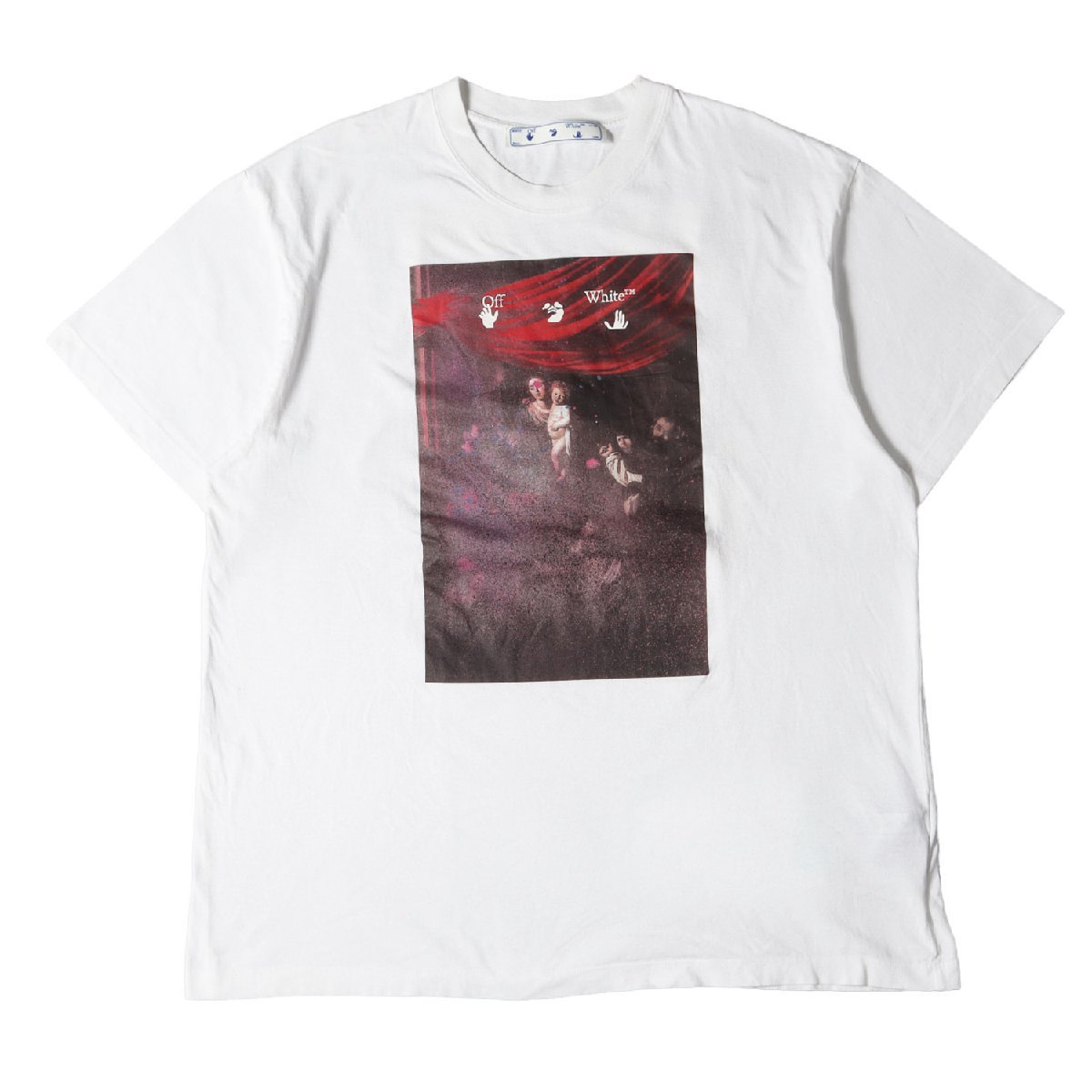 OFF-WHITE オフホワイト 絵画 グラフィック オーバーサイズ クルーネックTシャツ SPRAYED CARAVAGGIO S/S OVER TEE 21SS ホワイト S