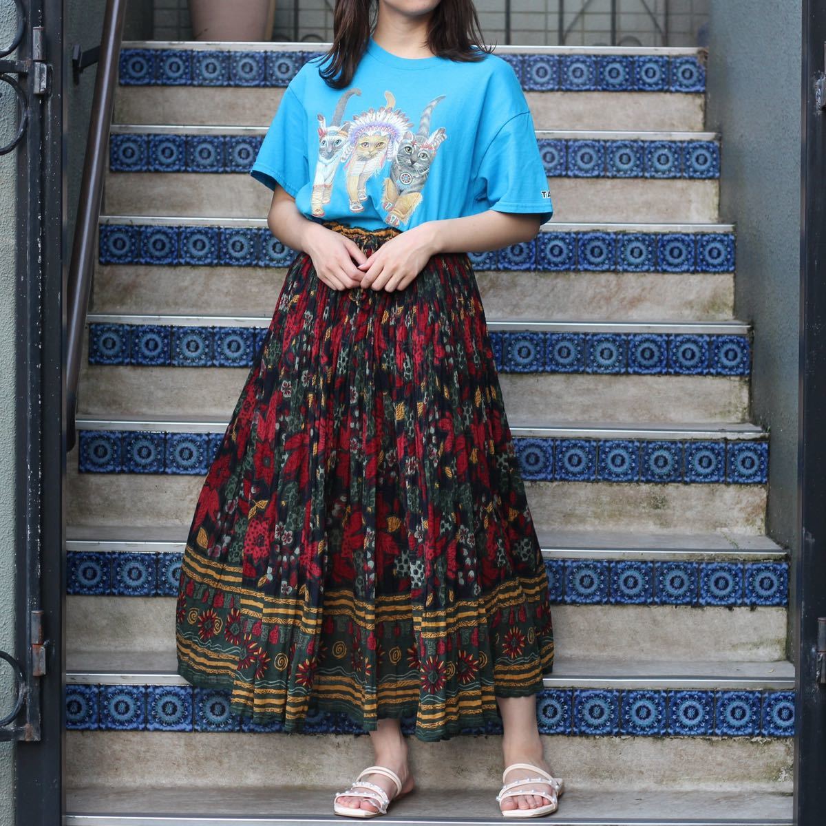 USA VINTAGE FLOWER PATTERNED LONG SKIRT/アメリカ古着花柄ロング