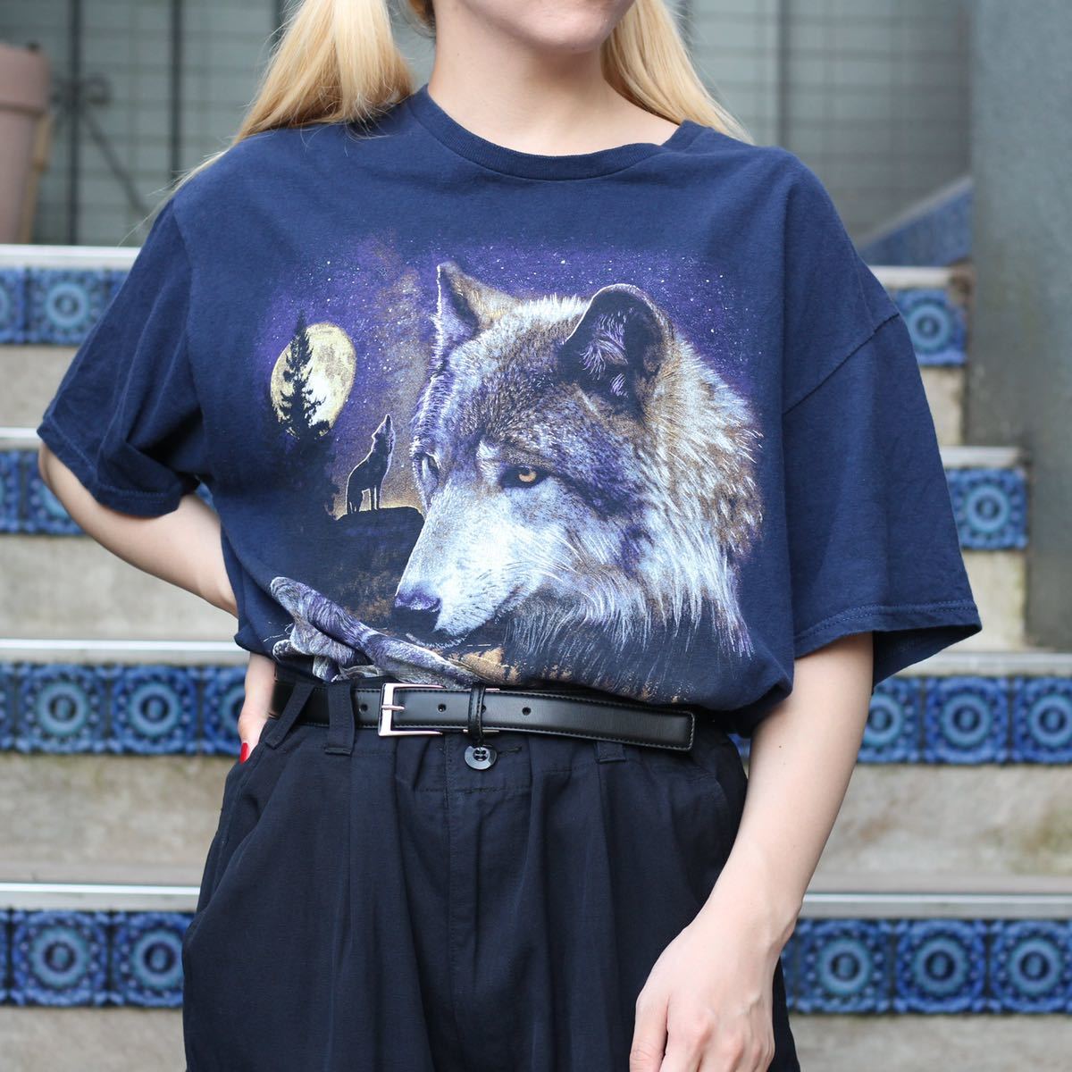 USA VINTAGE WOLF DESIGN T SHIRT/アメリカ古着オオカミデザインT