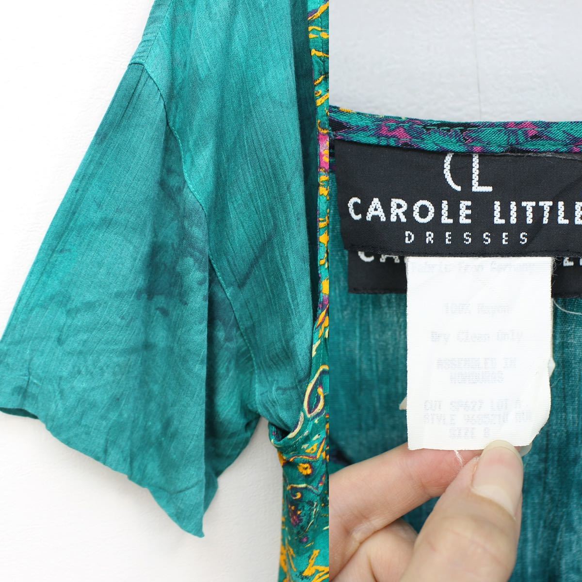 USA VINTAGE CAROLE LITTLE ASIAN LAYARD DESIGN FRINGE ONE PIECE/アメリカ古着アジアンレイヤードデザインフリンジワンピース