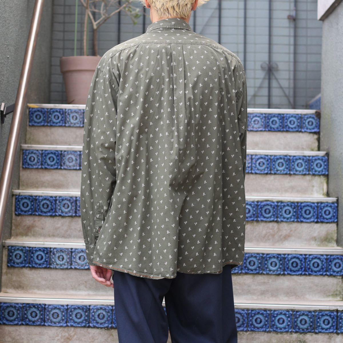 USA VINTAGE BIRD PATTERNED BUTTON DOWN SHIRT/アメリカ古着鳥柄