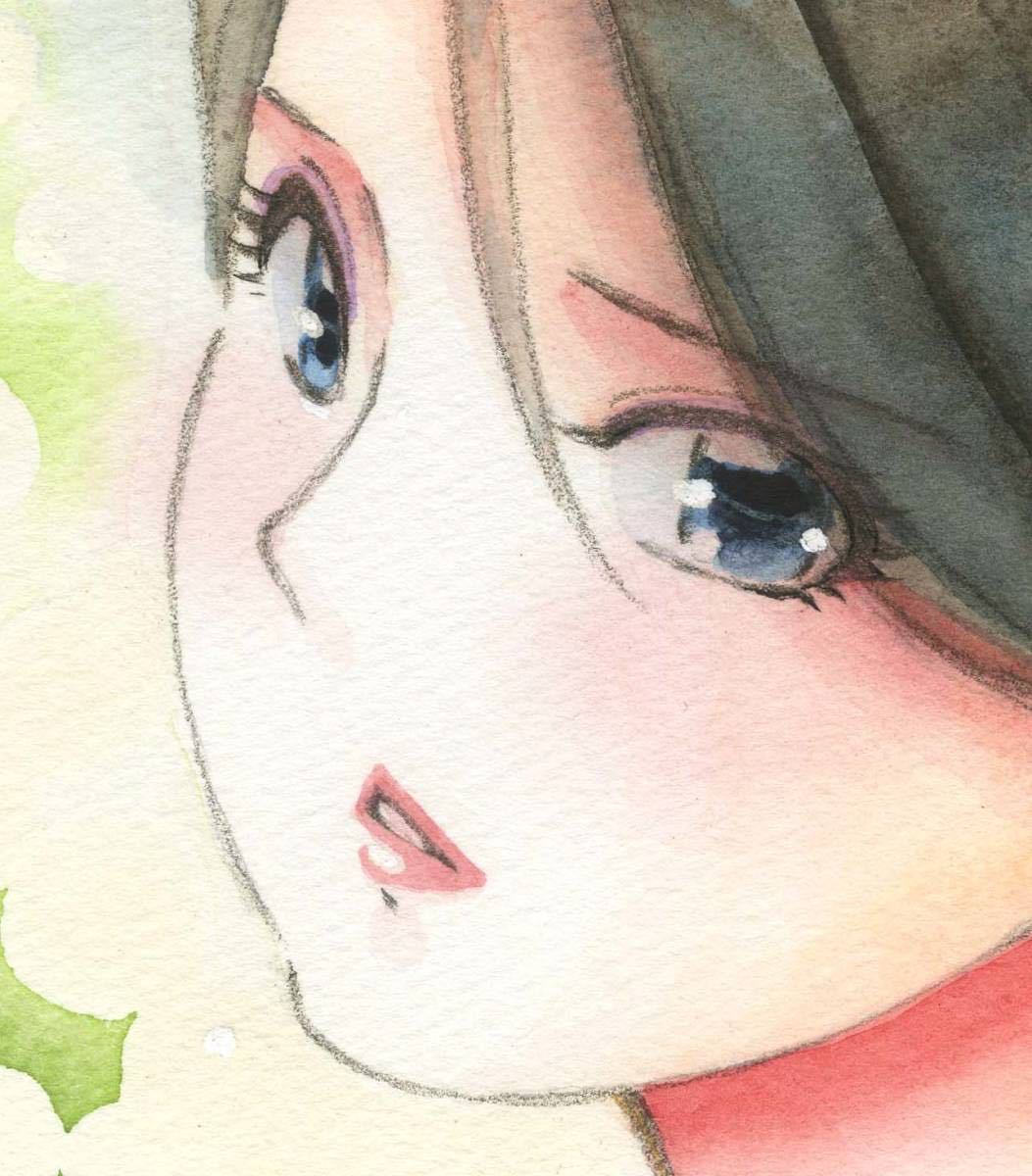 漫画家 山花典之 水彩 着物美人 真作 イラスト 太子サイズ美人画