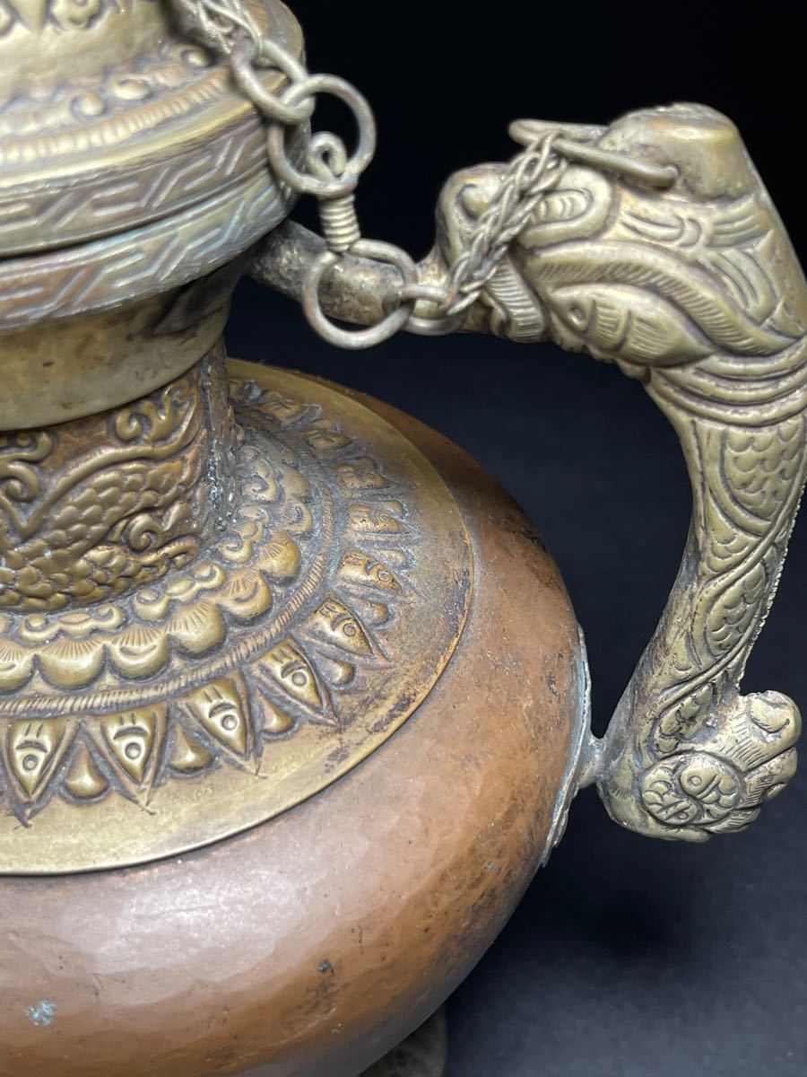 銅製水注 茶道具 インテリア 水次 水つぎ 煎茶 水差し中古品 急須 茶道具 銅 銅製水注 茶道具 インテリア 水次 水つぎ 煎茶