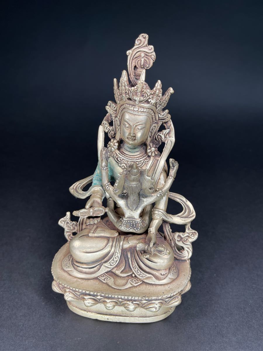 仏像 金剛薩護法像 シルバ銅製 チベット密教 歓喜仏 金運 雙運 開運 偏