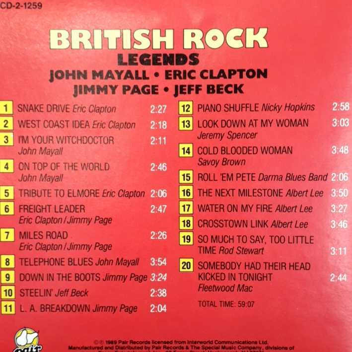 CD British Rock Legends US盤 ３大ギタリスト ジミーペイジ ジェフベック エリッククラプトン ジョンメイオール アルバートリー 89年 US盤_画像3