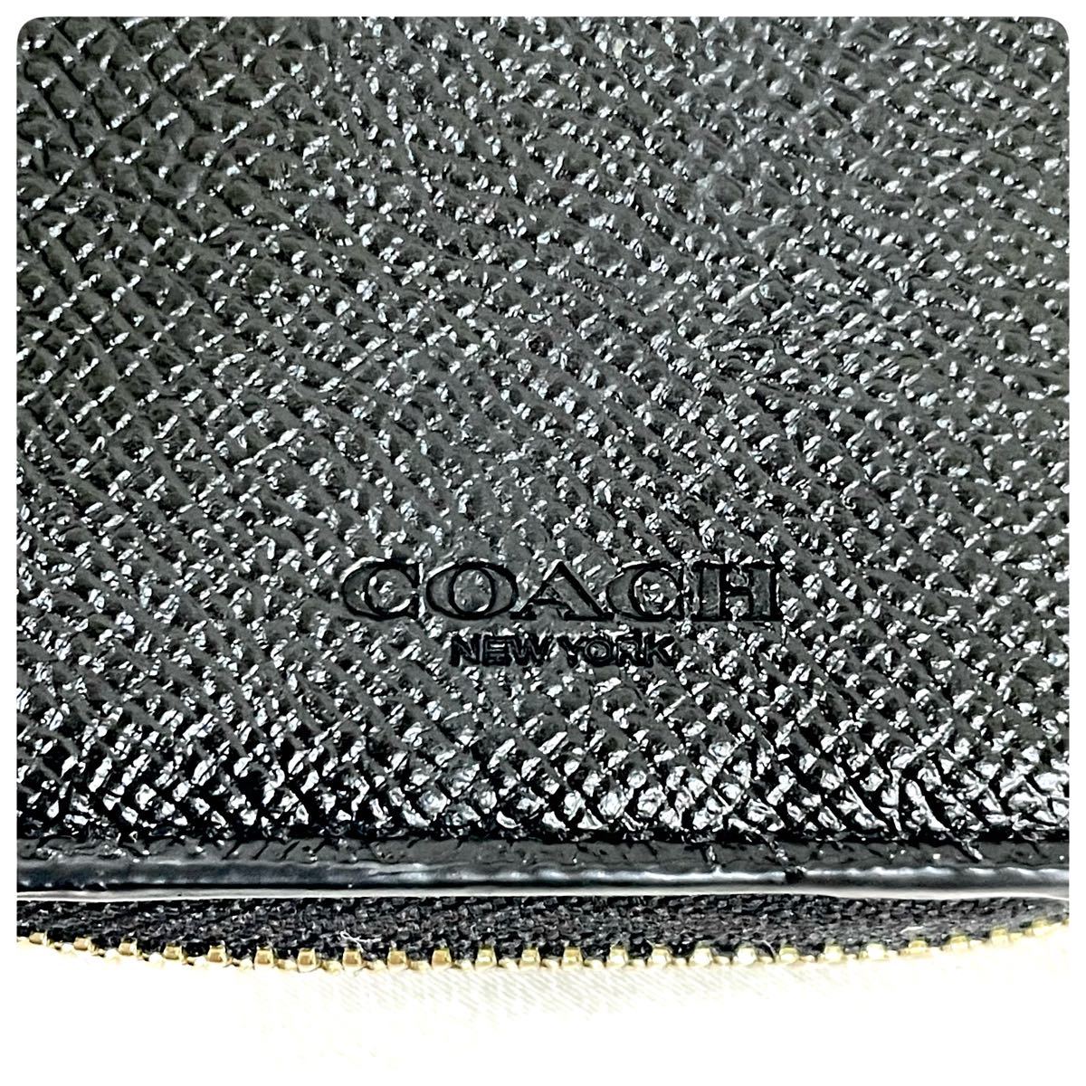 未使用!極美品!COACH コーチ ミニウォレット 三つ折り財布 黒 ブラック