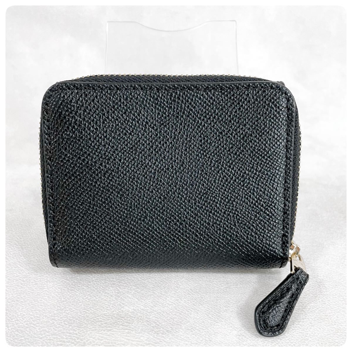 未使用!極美品!COACH コーチ ミニウォレット 三つ折り財布 黒 ブラック