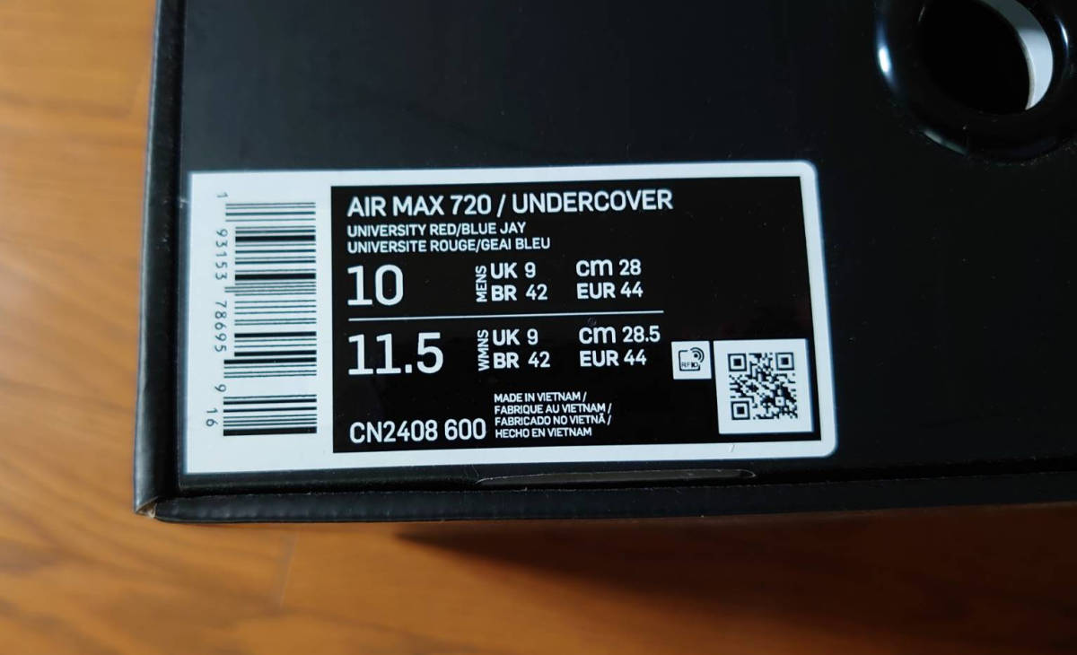 NIKE AIR MAX 720 UNDERCOVER 28㎝ 〔SNKRS購入 黒タグあり〕ナイキ エア マックス 720 アンダーカバー CN2408-600