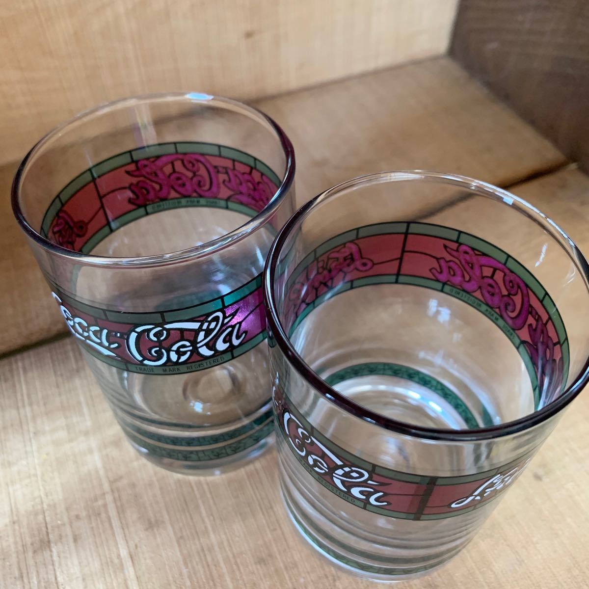 レトログラス コカコーラグラス 2個 ステンドグラス風 レトログラス コカコーラグラス 2個 ステンドグラス風