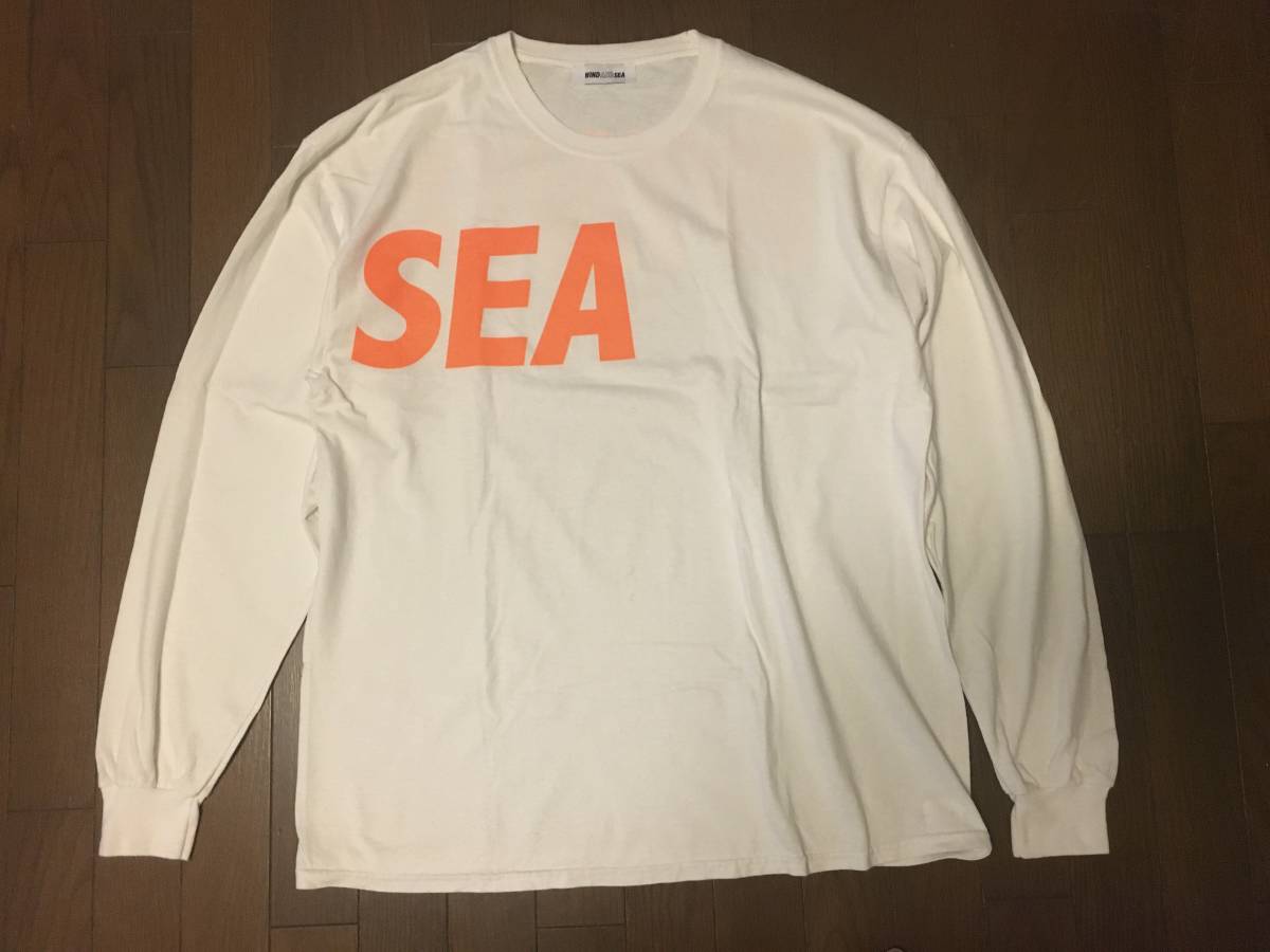 即決!!入手困難 XL白オレンジ WIND AND SEA L/S T-SHRIT WHITEロンT WDS LONG SLEEVE CUT-SEWN ウィンダンシーTシャツ/発送レターパック_画像1