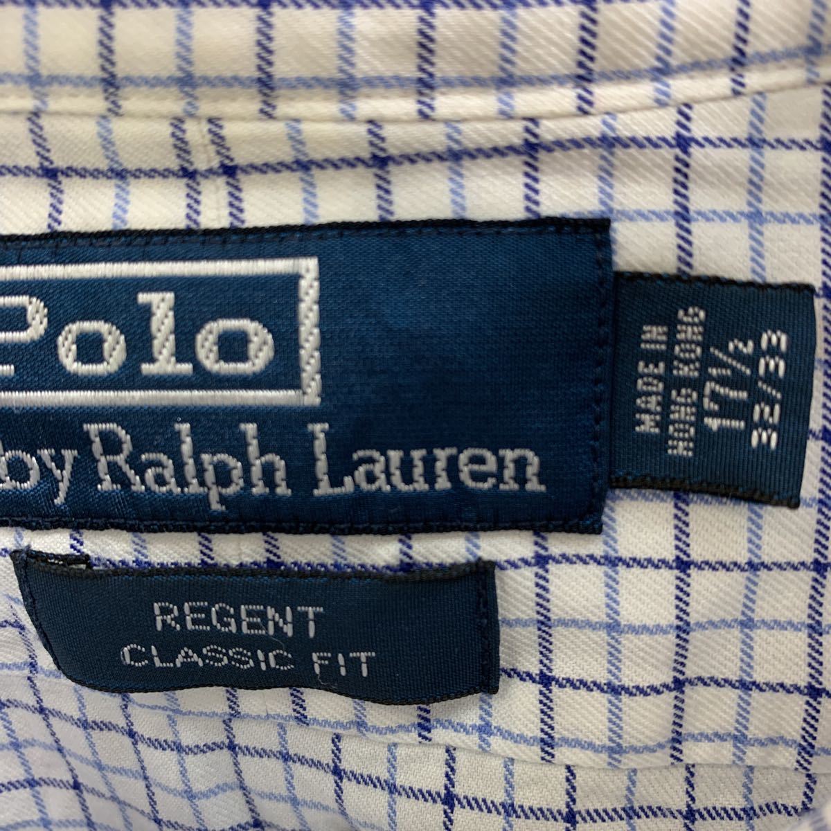 RALPH LAUREN 長袖チェックシャツ M～Lサイズ程度 ホワイト ネイビー ブルー 古着卸 アメリカ仕入 t2208-3032_画像7