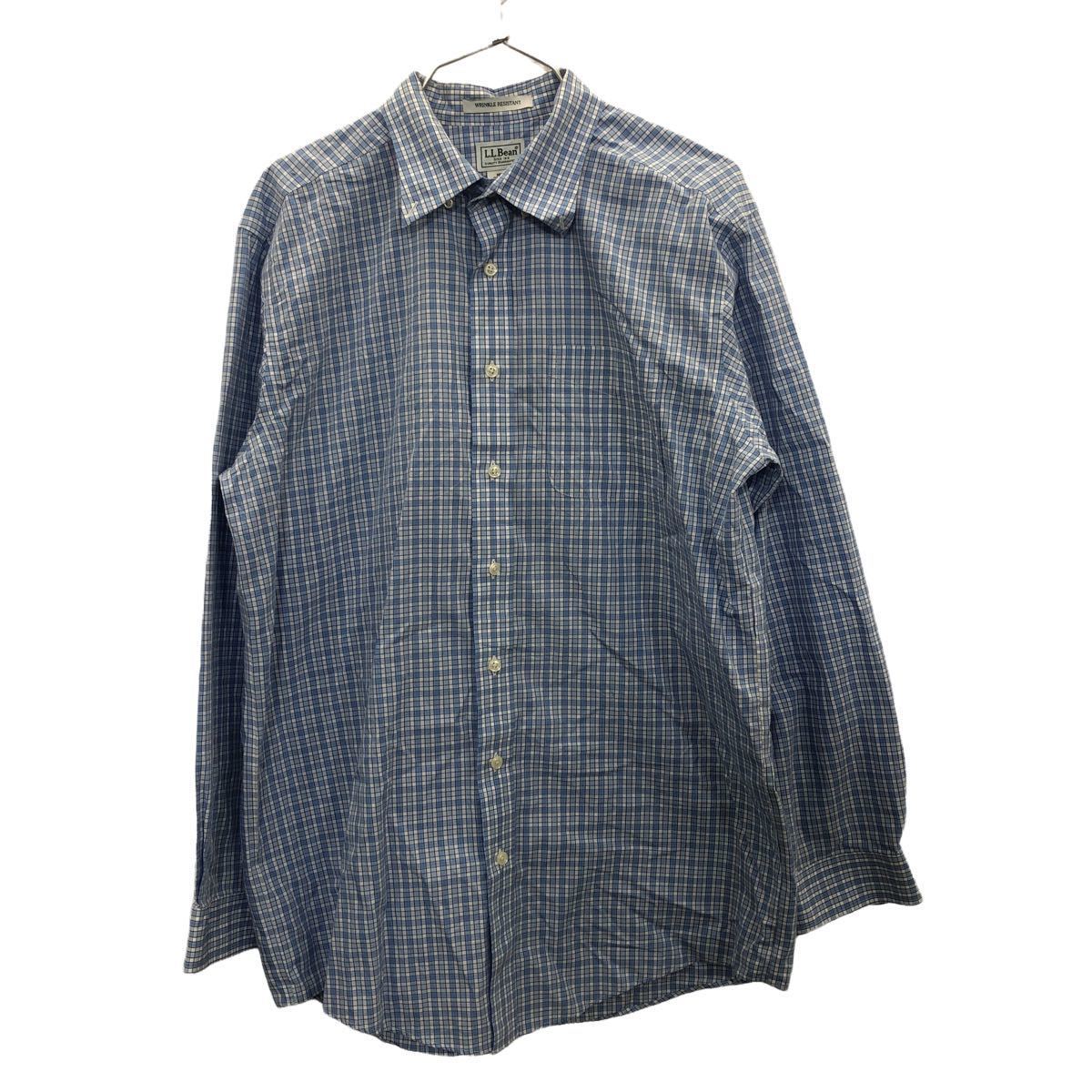 L.L.Bean チェックシャツ Mサイズ エルエルビーン ブルー ホワイト コットン 古着卸 アメリカ仕入 t2208-3216_画像1