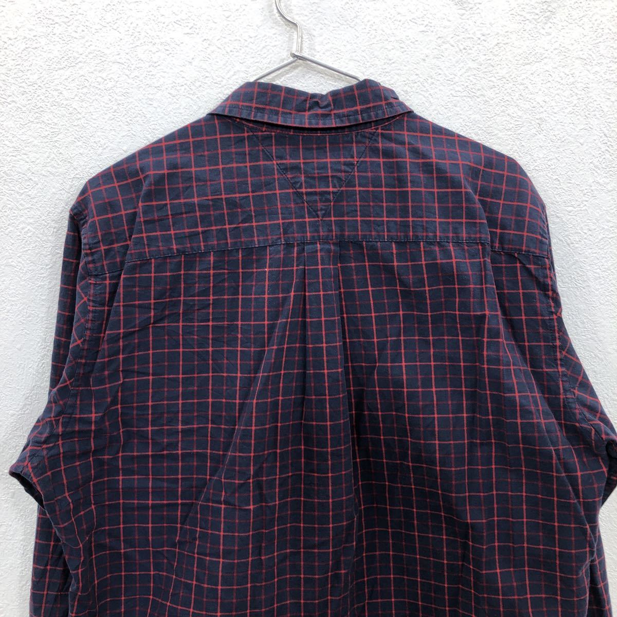 TOMMYHILFIGER チェックシャツ Lサイズ トミーヒルフィガー ネイビー オレンジ 古着卸 アメリカ仕入 t2208-3454_画像5