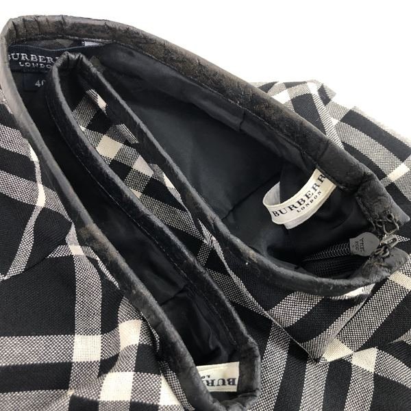 BURBERRY LONDON バーバリー ロンドン ウール100％ ノバチェック柄 フレア ロングスカート SIZE： 40 ブラック LU632022082502_画像4